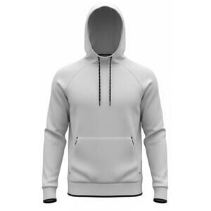 Light Gray Hoodie with Black Drawstrings and Pocket Accents